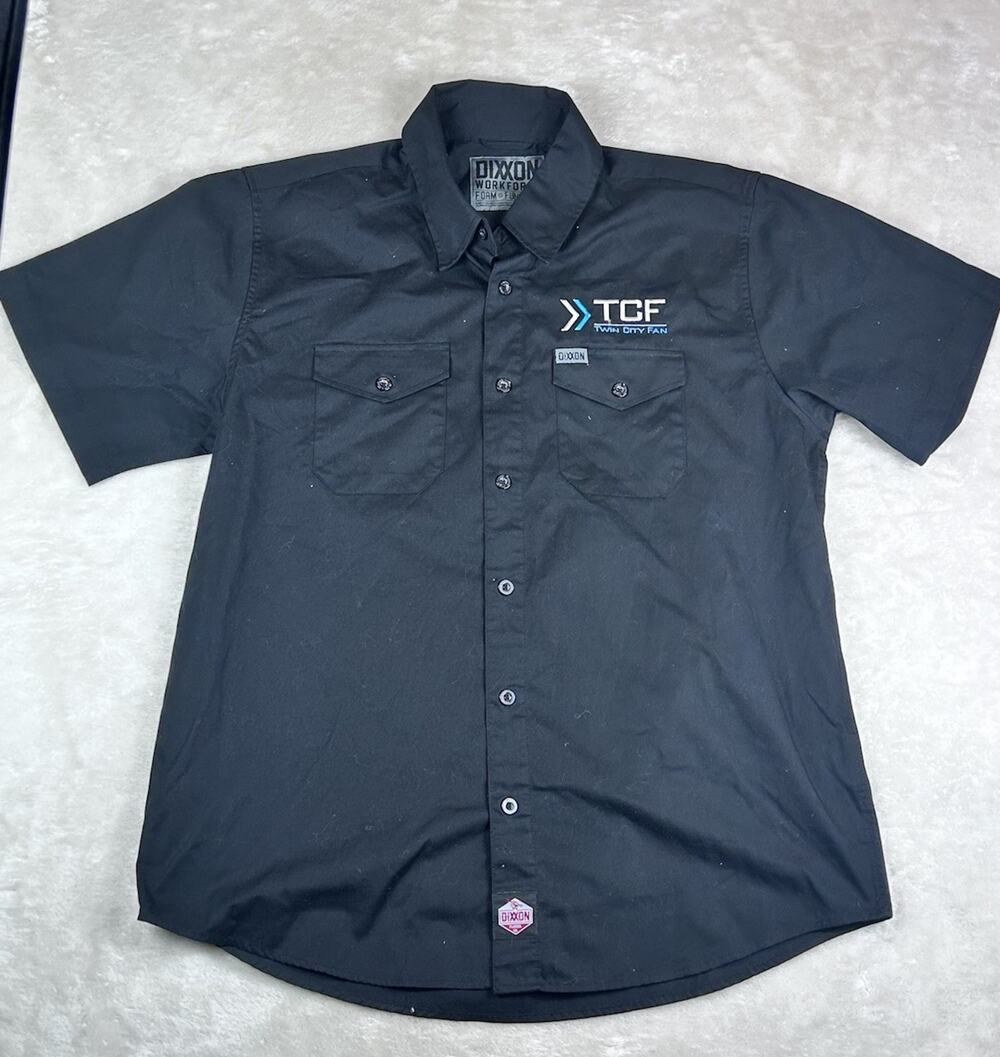 Dixxon Workforce Shirt Mens XL Black Short Sleeve Button Up Twill Workwear